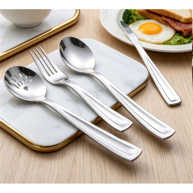 5-Piece Stainless Steel Hostess Serving Utensil Set with Pie Server, Serving Spoon, Slotted Spoon, Fork
