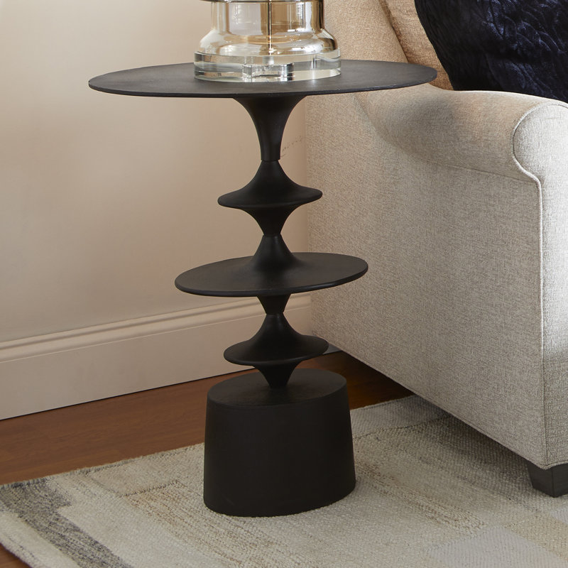 Eros Round Bronze Aluminum Contemporary Accent Table