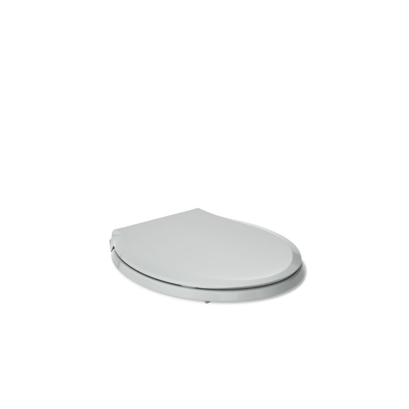 Siège de toilette Cachet à devant arrondi avec couvercle et siège à fermeture silencieuse, Gris glacé, Prêt à être verrouillé