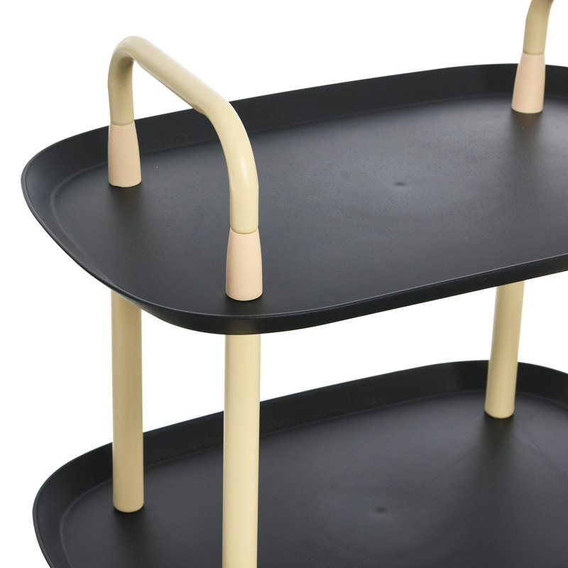 Main + Mesa Modern Plastic and Metal 3-Tier Trolley, Sand, Black