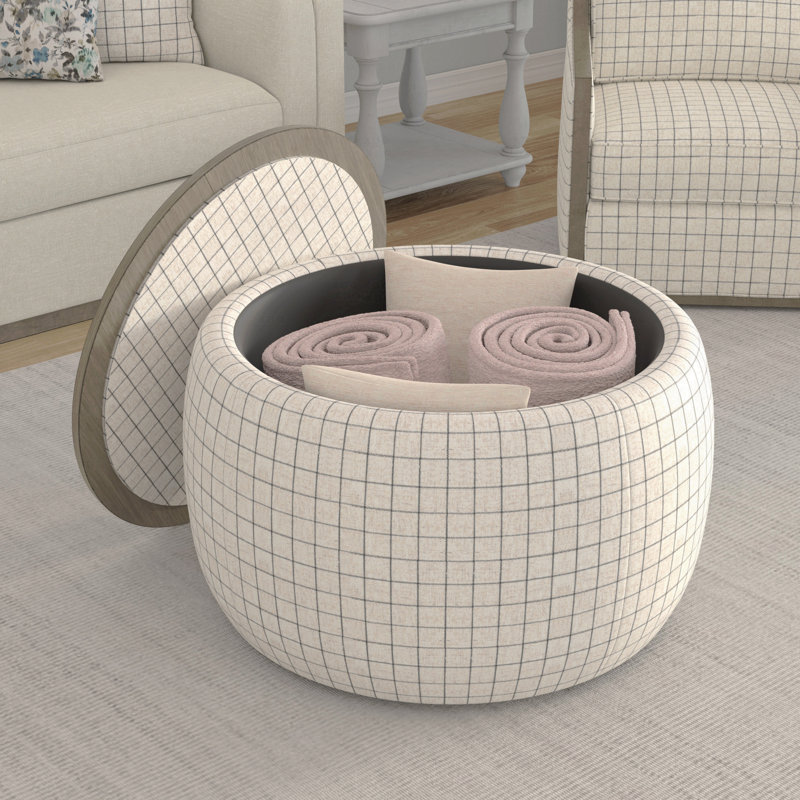 Ottoman With Storage Function, Fabric Upholstered