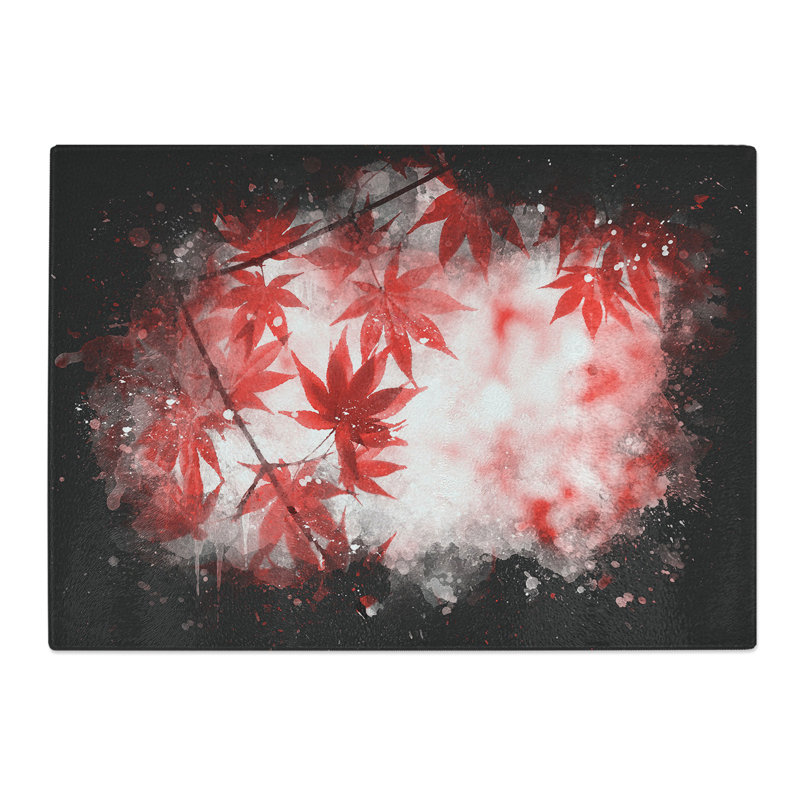 Tempered Glass Red Leaves of a Maple Tree Chopping Board, 28.5 cm x 39 cm
