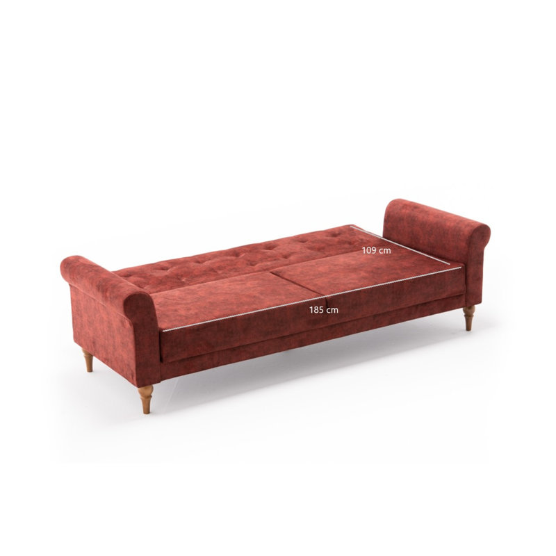 Canapé-lit rembourré 87,8 po Lyndsey, 100 % polyester rouge