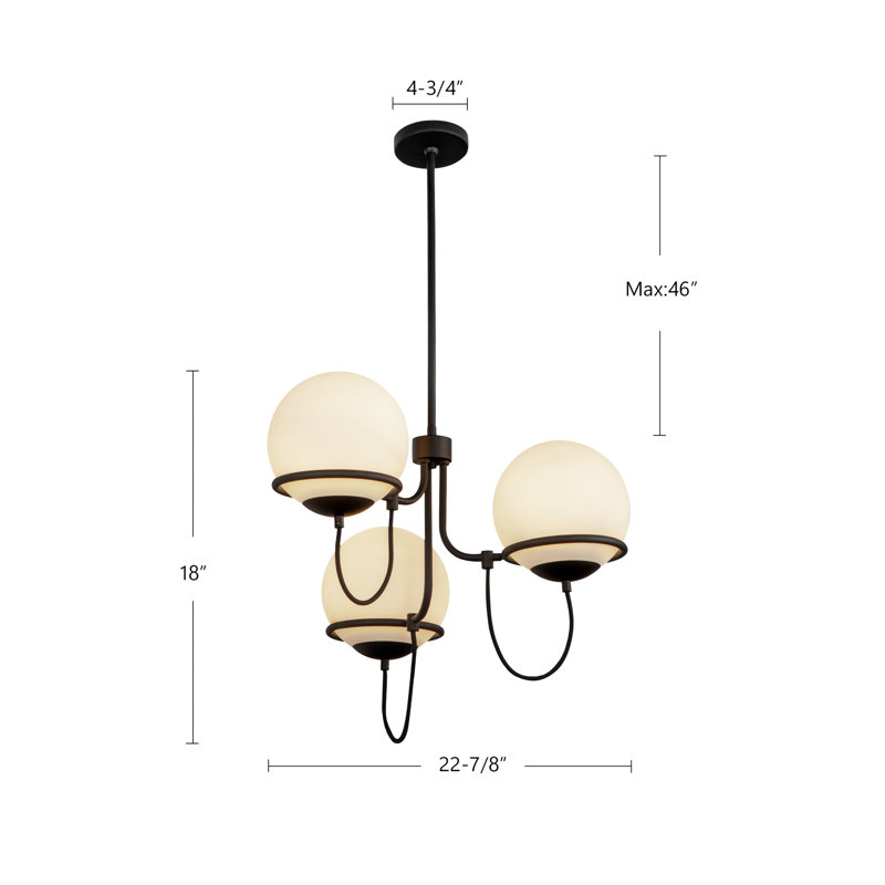 Lustre moderne 3 lumières 23 po Krech, Doré vieilli