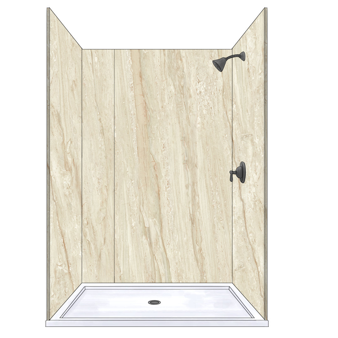 Polymarm 72"W 80" H 36" D Three Wall Composite Shower Wall Panel Surround - 72" Backwall with Seam Polymarm 