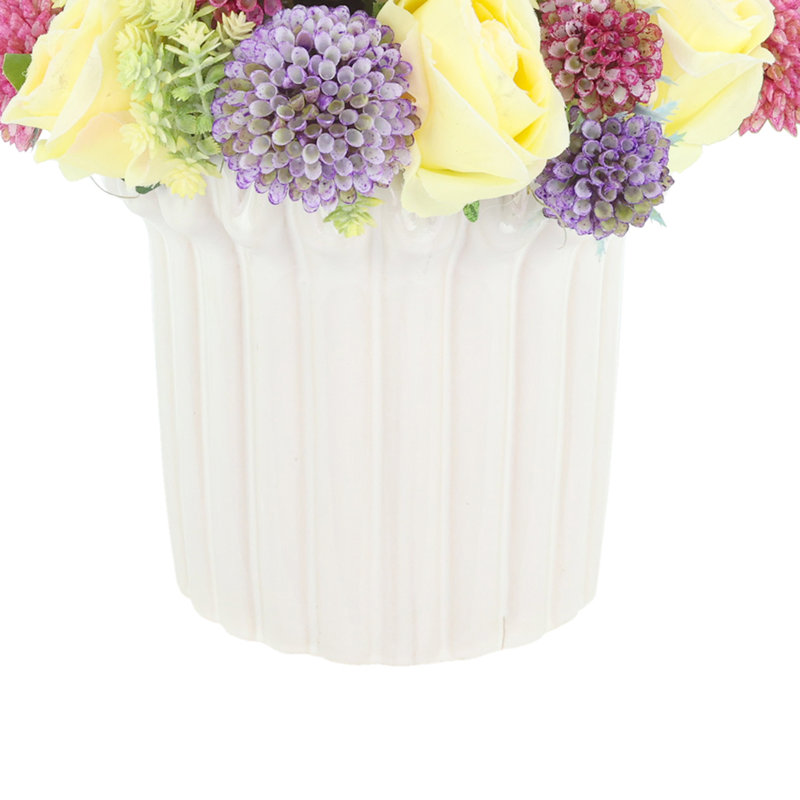 Spring Centerpiece with Roses and Dahlias