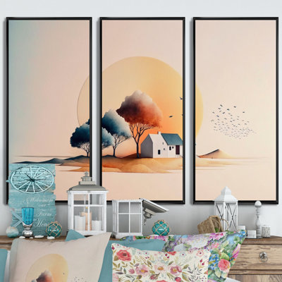 Watercolor Sunset In The Countryside " Watercolor Sunset In The Countryside " 3 - Pieces