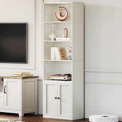 Bibliothèque de rangement Marlon avec tablettes réglables et porte, armoire de rangement pour bureau personnel, salon, blanc
