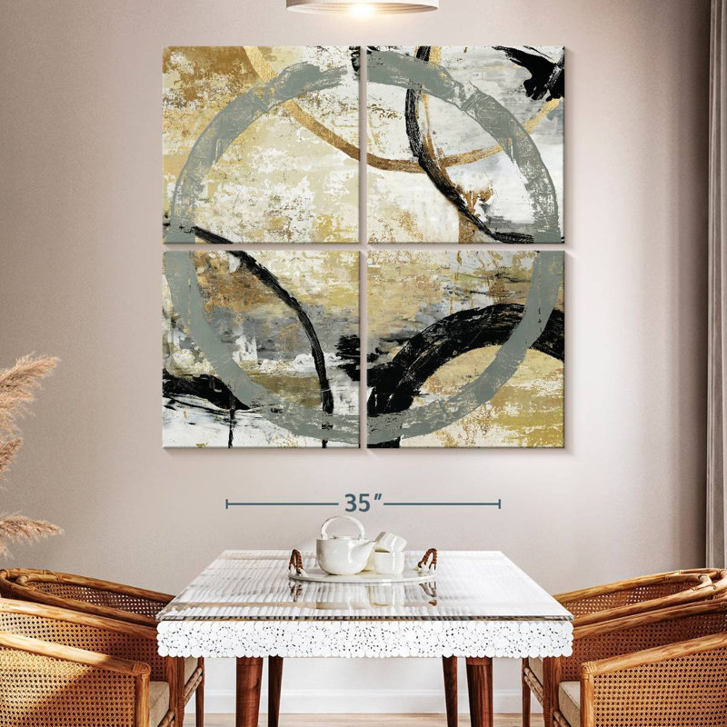 Gold And Black Rings, 50" H x 50" W
