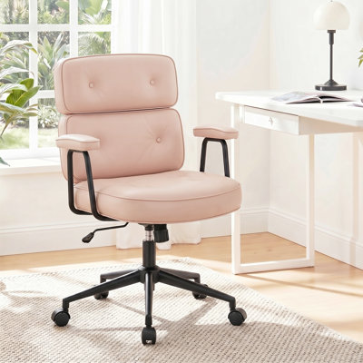 Ergonomic Home Office Desk Chair, PU Leather Computer Chair with Lumbar Support Adjustable Height Rolling Swivel Executive Task Armrests Chair