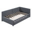 Lit de jour sans sommier avec couchette simple, tissu en lin (gris), tissu d'ameublement de taille compacte, propriété de lit solide, ressort, élément gris-601143411