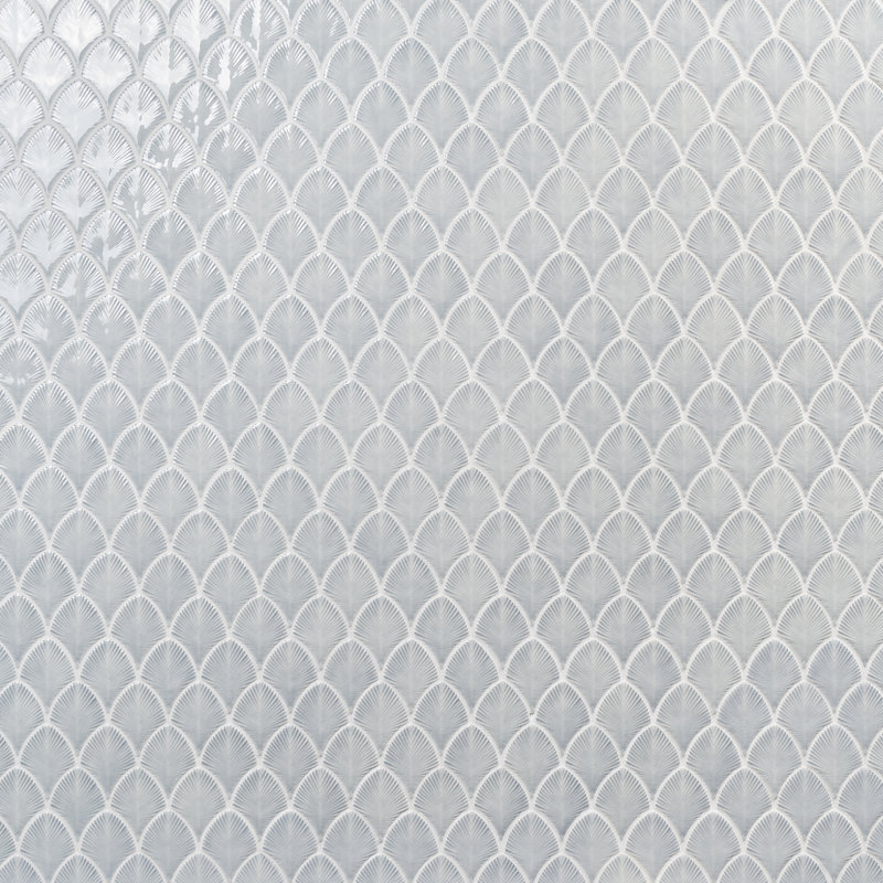 Divine 9.05'' W x 12.79'' Polished Glass Fishscale Mosaic Wall Tile (0.8 Sq. Ft. / Each), Sky Blue