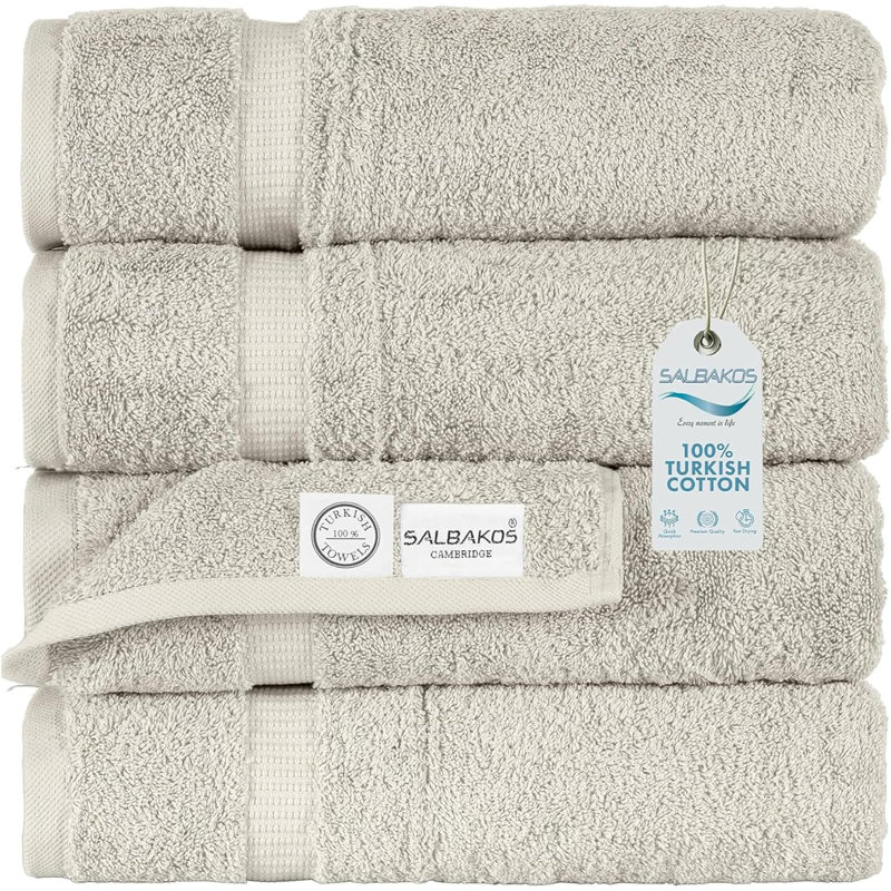 Cambridge 4 Piece  %100 Turkish Cotton Bath Towel Set, Stone