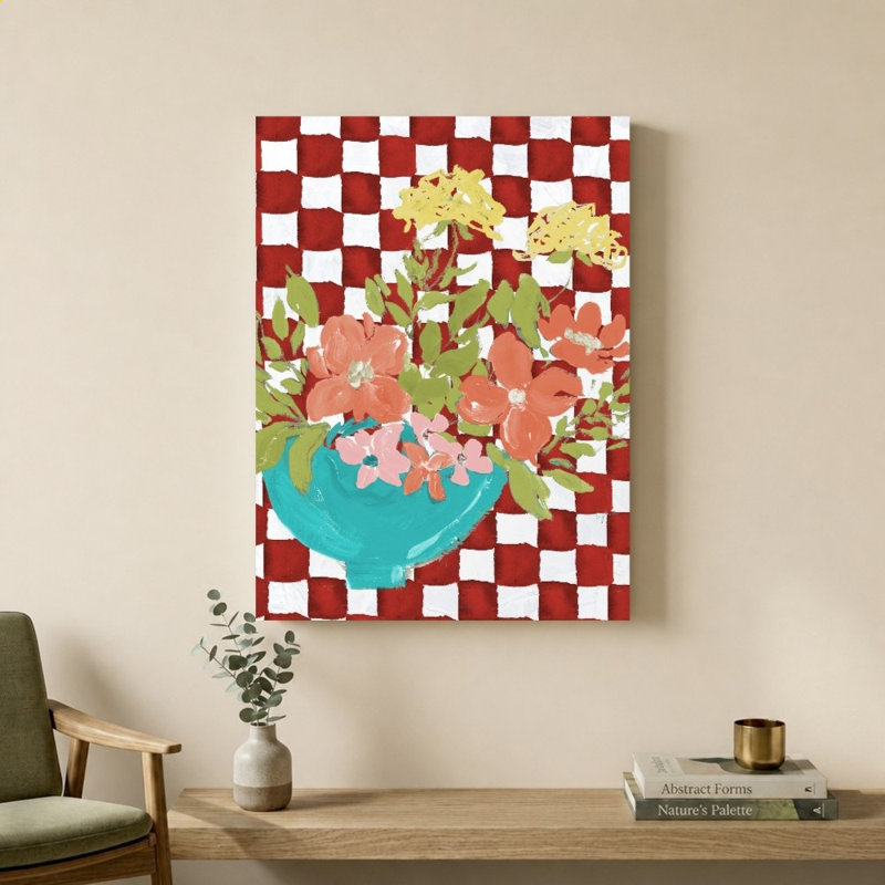 «Checkerboard Floral» par Lucille Price - Impression sur toile