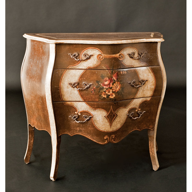 Commode d'appoint 3 tiroirs Bombay, Brun antique