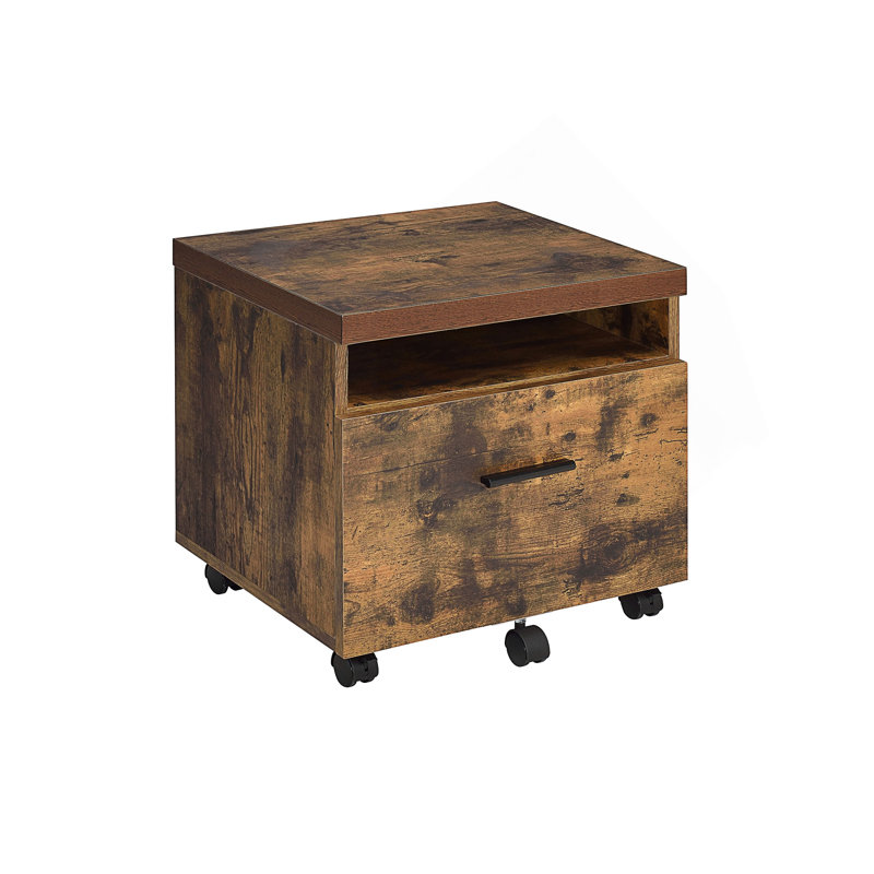 Industrial Style 1Pc File Cabinet With Drawer And Shelf ,Caster Wheels