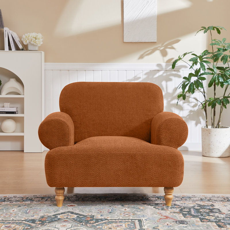 41.75" Oversized Modern Upholstered Accent Chair with Recessed Arms Solid Wood Legs for Living Room
