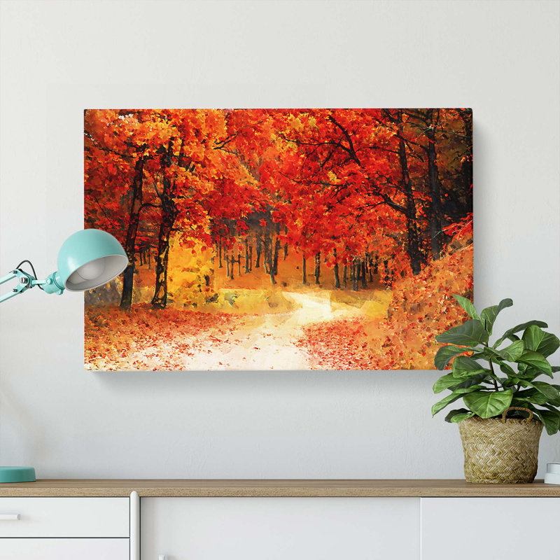 Path Through The Forest At Autumn In Abstract - Wrapped Canvas, 50cm H x 76cm W x 3cm D