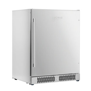 Luchar 24 Inch Beverage Refrigerator, Outdoor Fridge With Stainless Steel Door Holds 26 Bottles & 164 Cans, Freestanding Or Built-in, Mini Wine Cellar With 3-Color LED Light