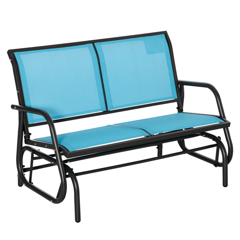 Banc oscillant extérieur pour 2 personnes Outsunny, Turquoise Panel/Black Frame