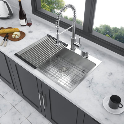 30 X 22 X 10 Inch Kitchen Sink Drop In 16 Gauge Stainless Steel 30" Single Bowl Topmount Kitchen Sink Basin