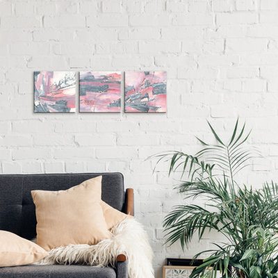 Whitewashed Blush Triptych by Chris Paschke - 3 Piece Wrapped Canvas Panoramic Print