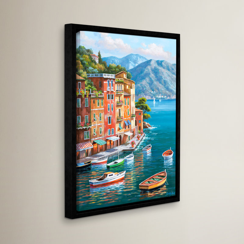 « villagio del porto », reproduction d’art sur toile tendue, H 24 po x l 18 po x P 2 po