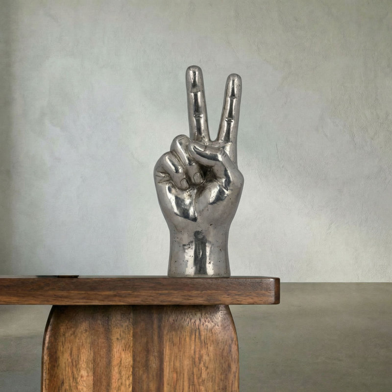 Lusk Peace Sign Sculpture, Silver
