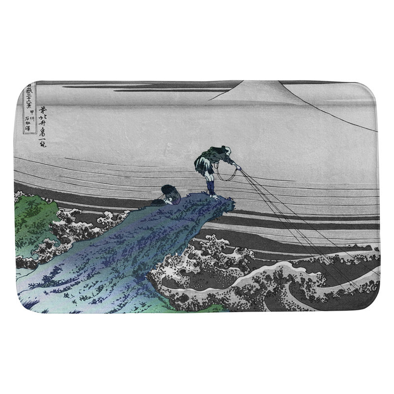 Tapis de bain rectangulaire en microfibre antidérapant Clair Kajikazawa in Kai, l 17 po x L 24 po, Vert