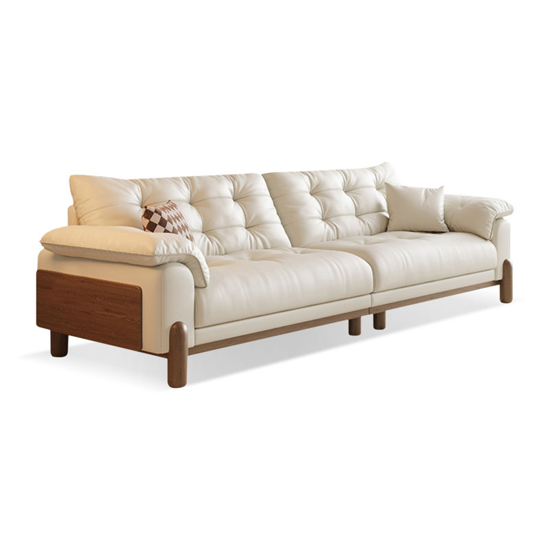 Canapé modulaire blanc en cuir véritable, H 37,8 po x l 102,36 po x P 39,37 po 
