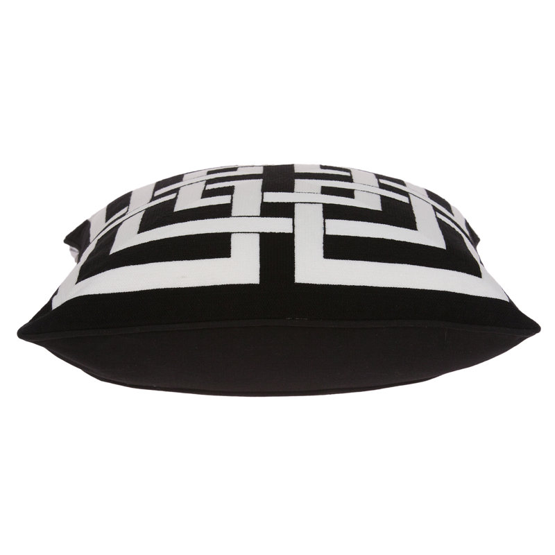 Coussin décoratif en coton Abali, Poly, Blanc / noir