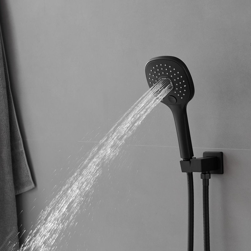 Robinet de douche noir mat moderne à poignée simple avec 2 jets, inverseur à pression équilibrée 2,5 GPM