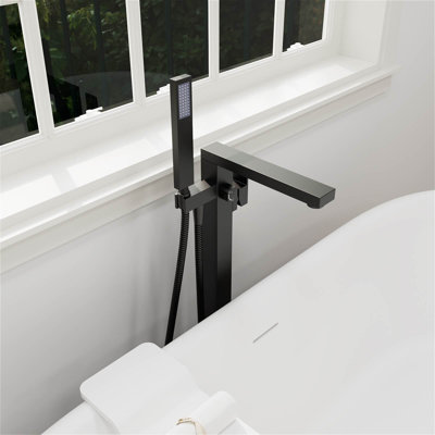 Single Handle Floor Mounted Tub Faucet Mattle Black