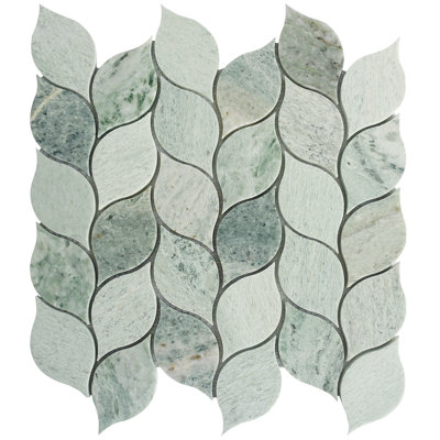 Natural 12.41 in. x 12.01 in. Arabesque Polished Marble Mosaic Tile