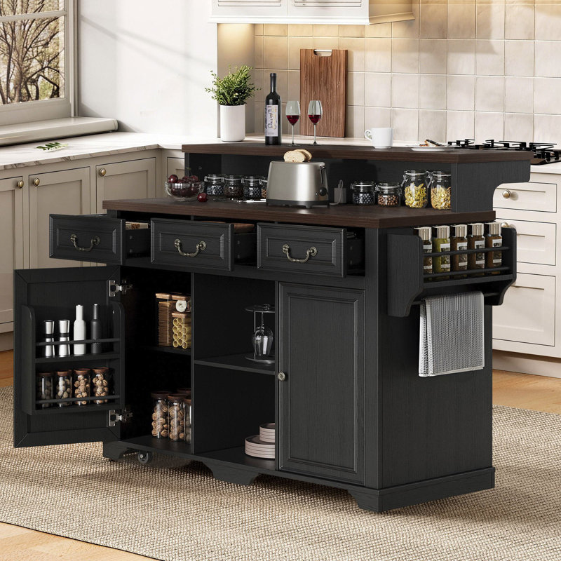 Îlot de cuisine avec rangement Harpenden, Noir