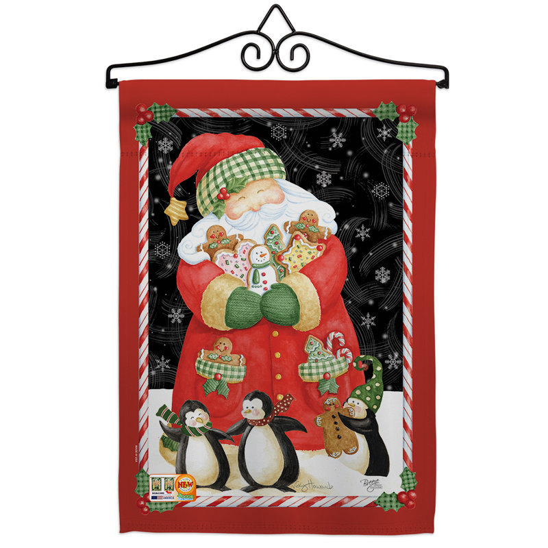 Père noël et biscuits-impressions décoratifs en polyester 2 faces 19 x 13 po ensemble de drapeaux