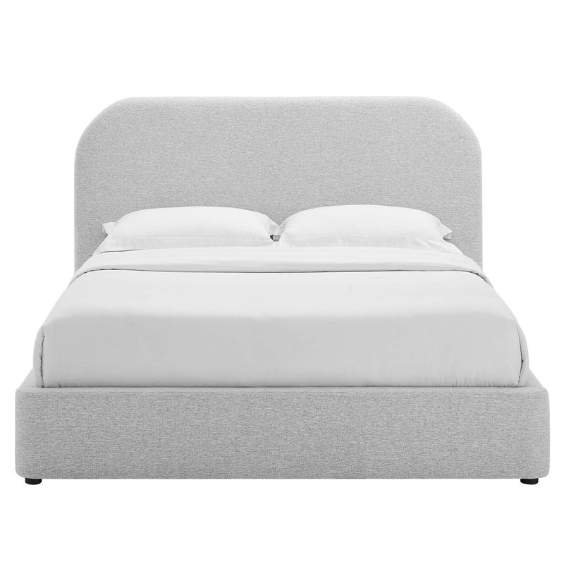 Lit plateforme tapissier Keyné, Tissage chiné gris clair, Double