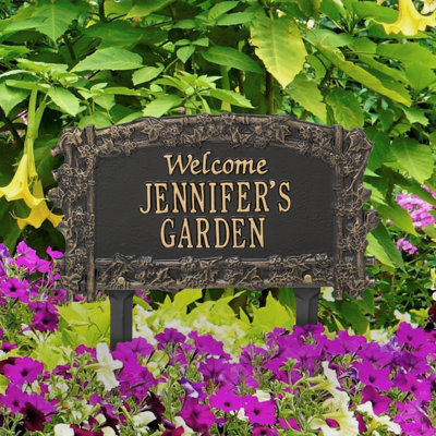 Enseigne de jardin personnalisée ivy treillis welcome
