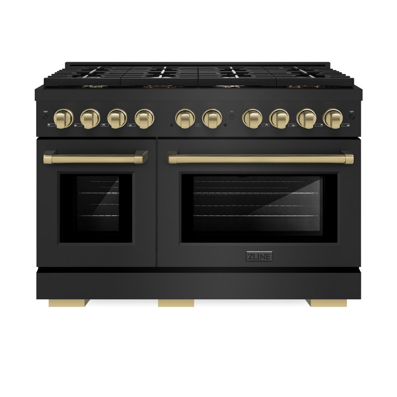 48" Black and Bronze Dual-Fuel Convection Range with Griddle