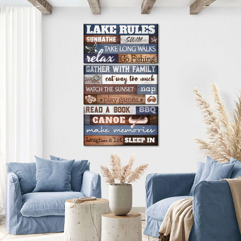 «Lake House Rules», impression sur toile, H 42 po x l 65 po x P 1,25 po