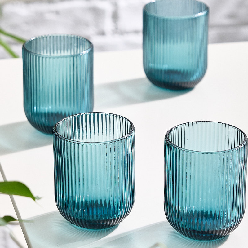 Chanyia Drinking Glass Set, Blue, 9.50" H