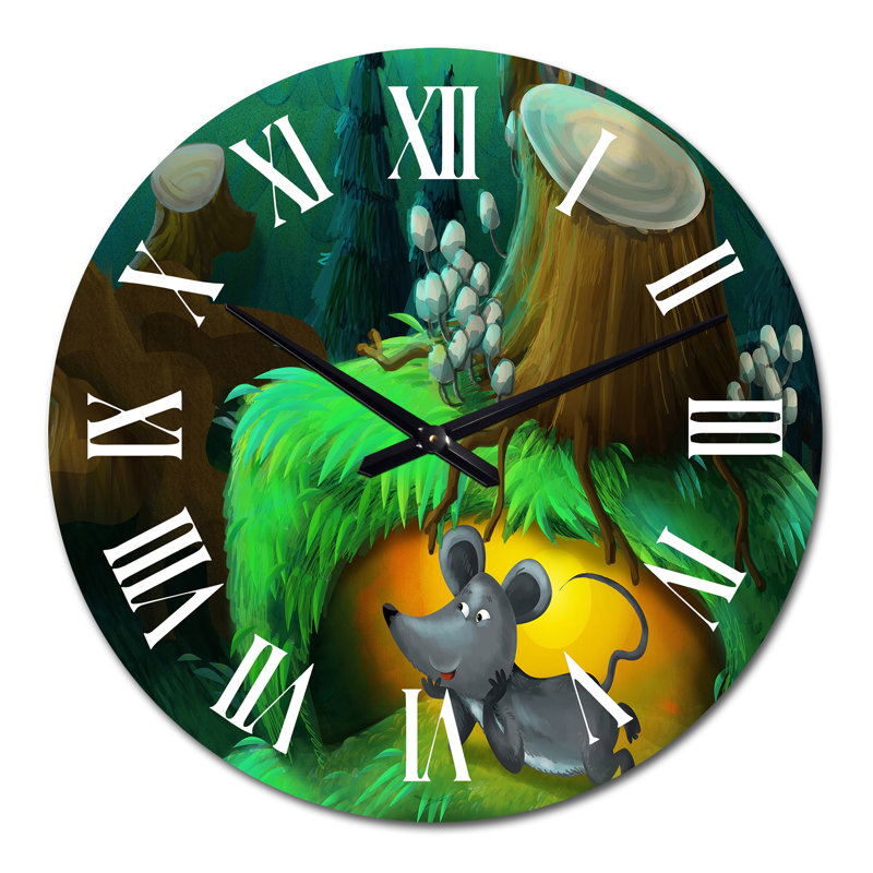 Petite souris sous un arbre pour une histoire fantastique - horloge murale fantaisie, Moyen