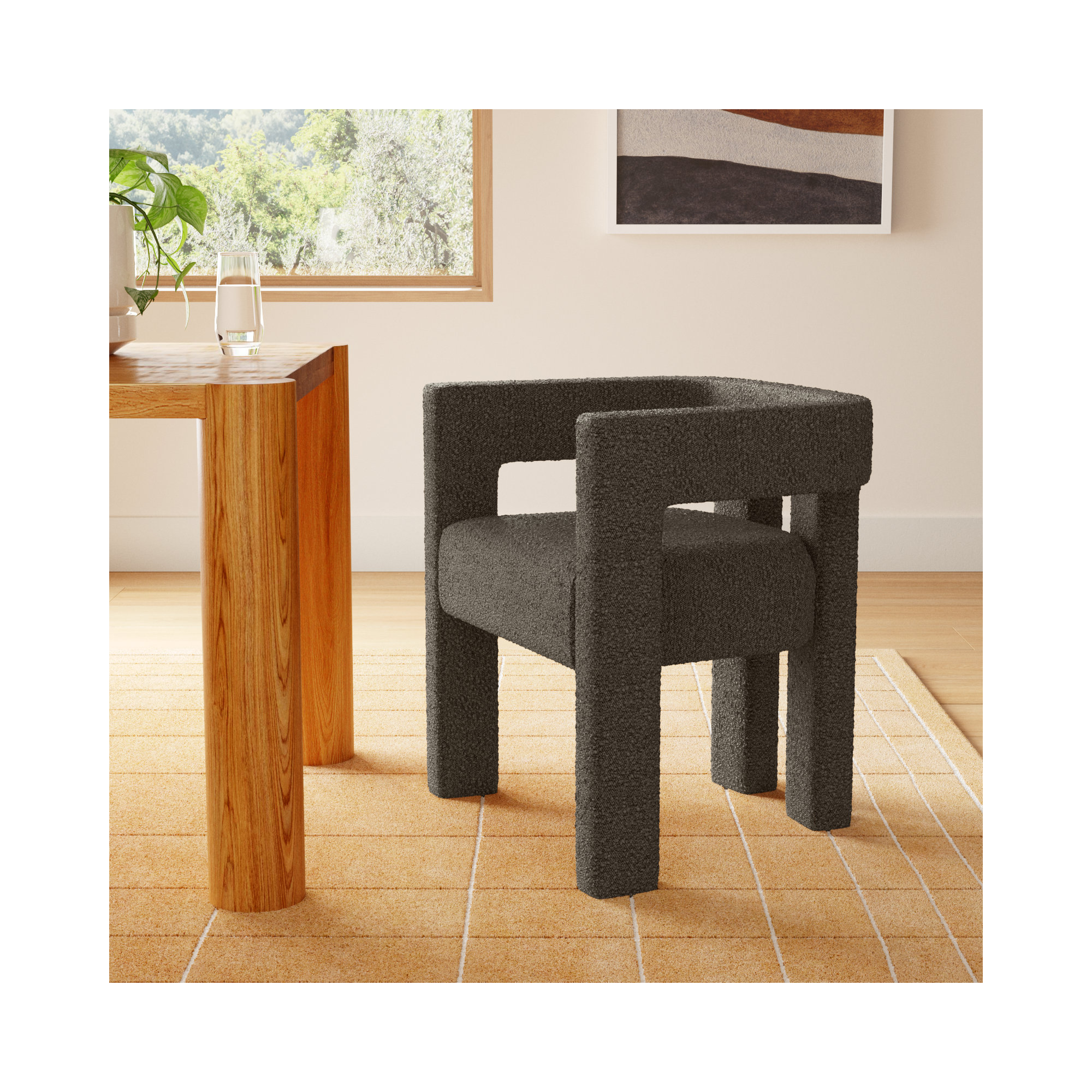 Cedernier Boucle Dining Armchair, Brown