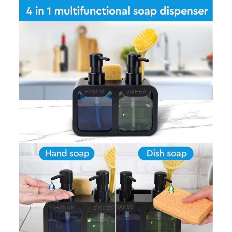 Black 4-in-1 Kitchen Soap Dispenser Set