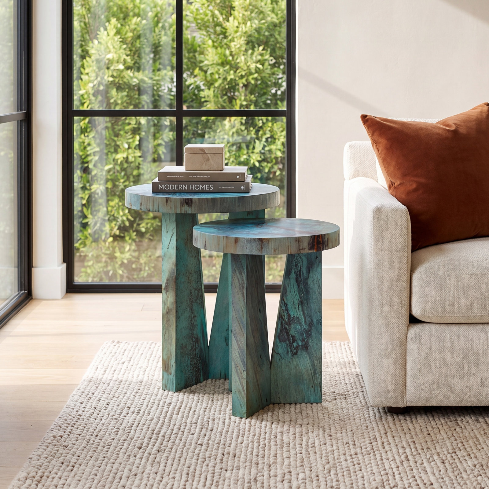 Bodiam 18" Nesting End Tables, Blue