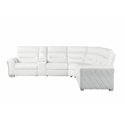 Modern 5 Sectional With Connection And Gray Diamond Pattern - Elegant White Chic 5 Console Fashionable Storage