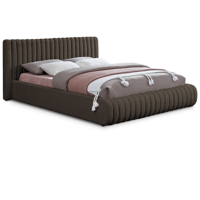 Nash Tufted Panel Bed, Brown Boucle Fabric, Queen