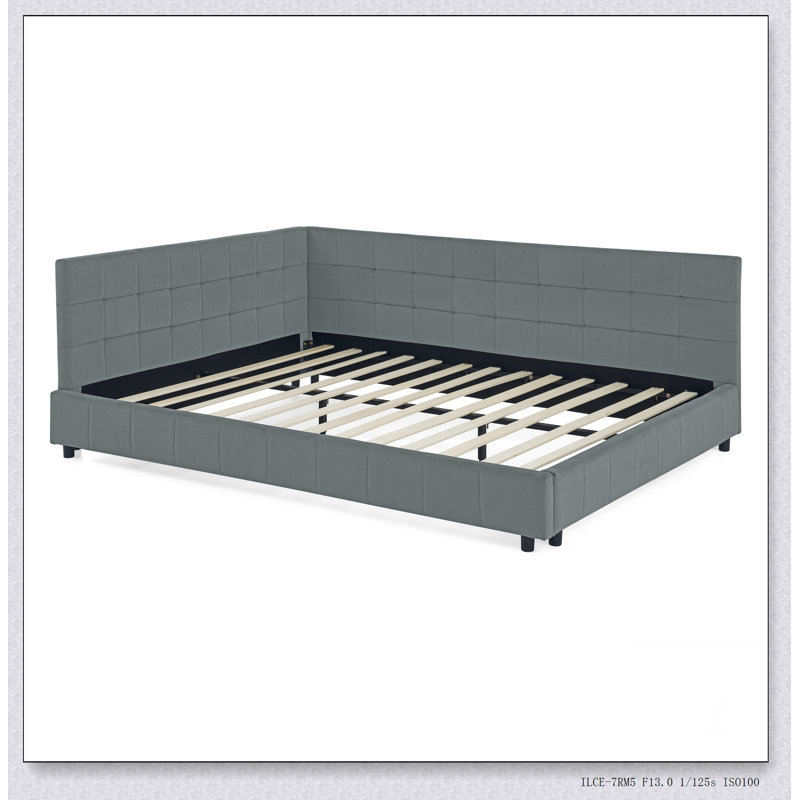 Upholstered Tufted Bed Frame, Sofa Bed Frame With Comfortable Backrest And Armrests, Bed For Bedroom, Living Room,Velvet