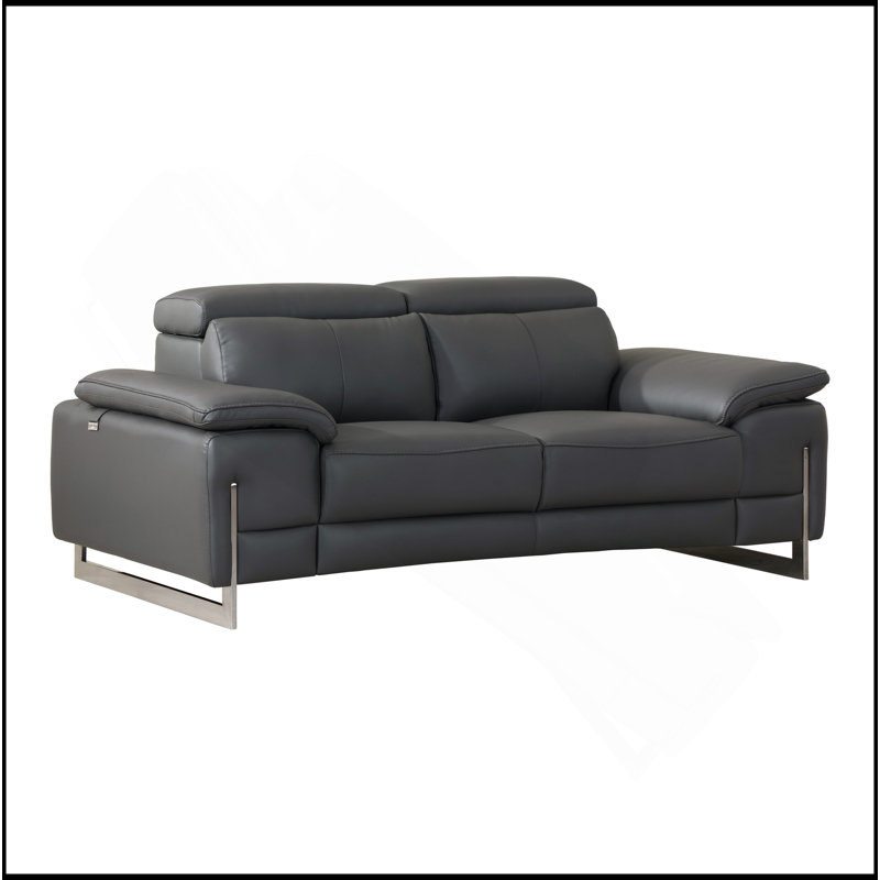 Causeuse en cuir italien Global United, Gris foncé