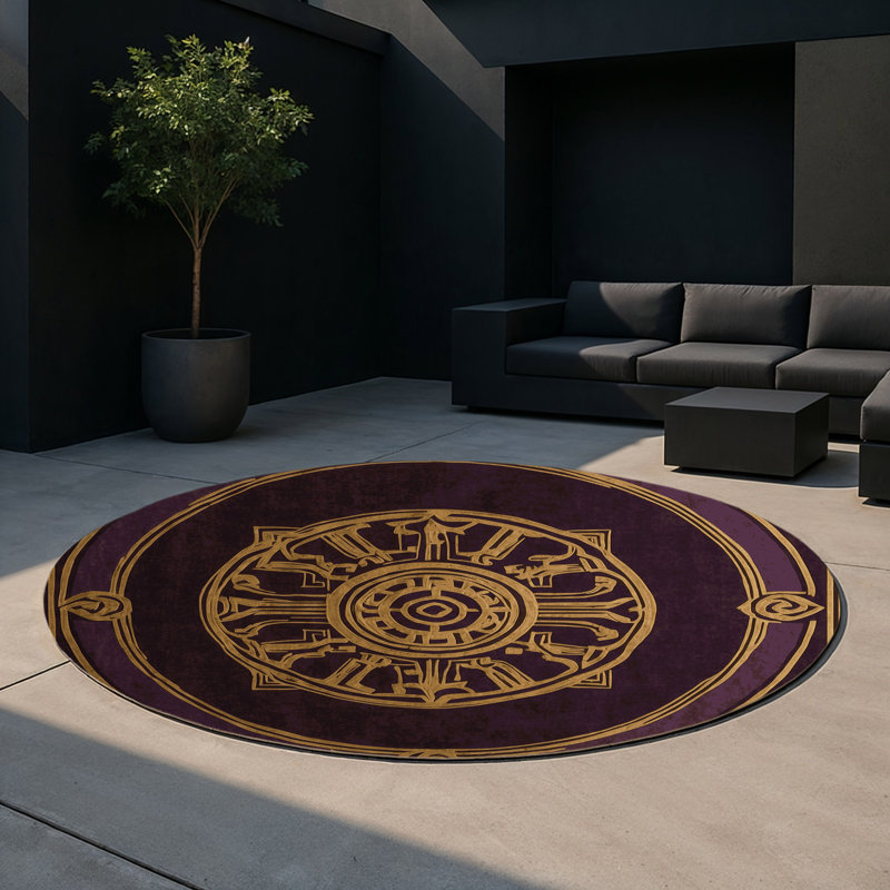 Aegis Ornament Indoor And Outdoor Area Rug, Round 5'